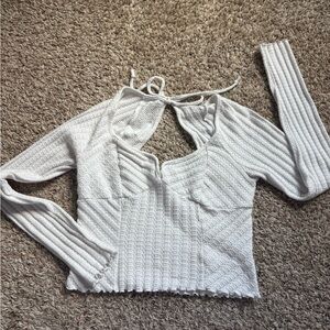 Atelier Sona White Ribbed Crop Top
